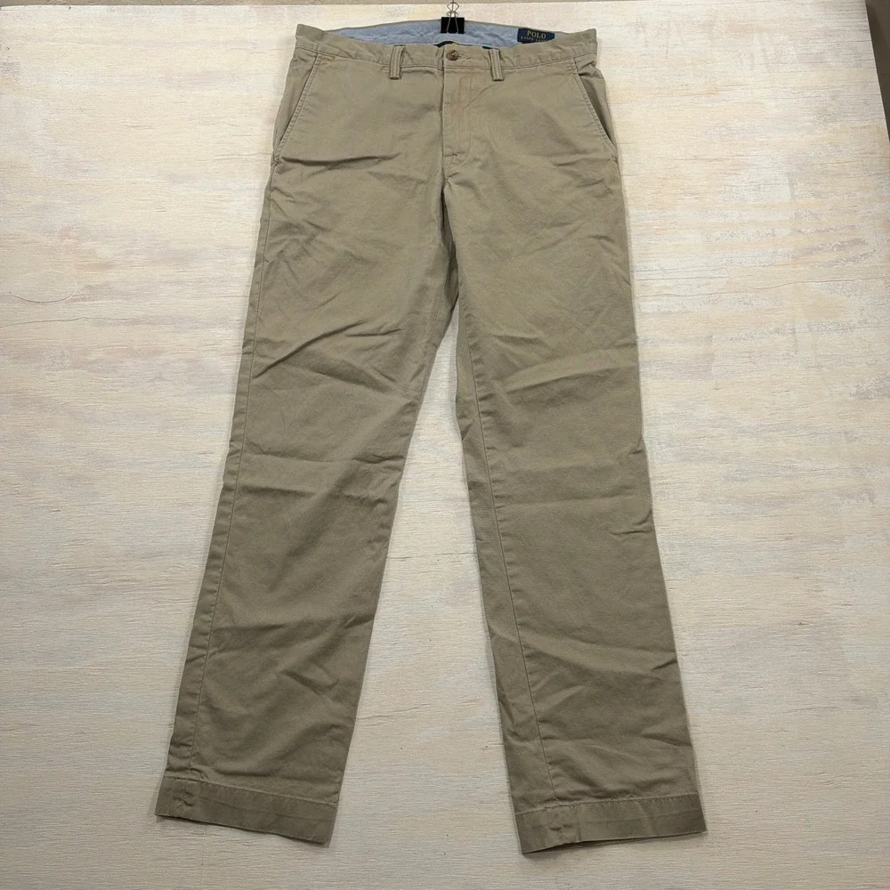 Polo Ralph Lauren Chino Pants 32/32 Stretch Cotton Twill Khaki Tan Mens